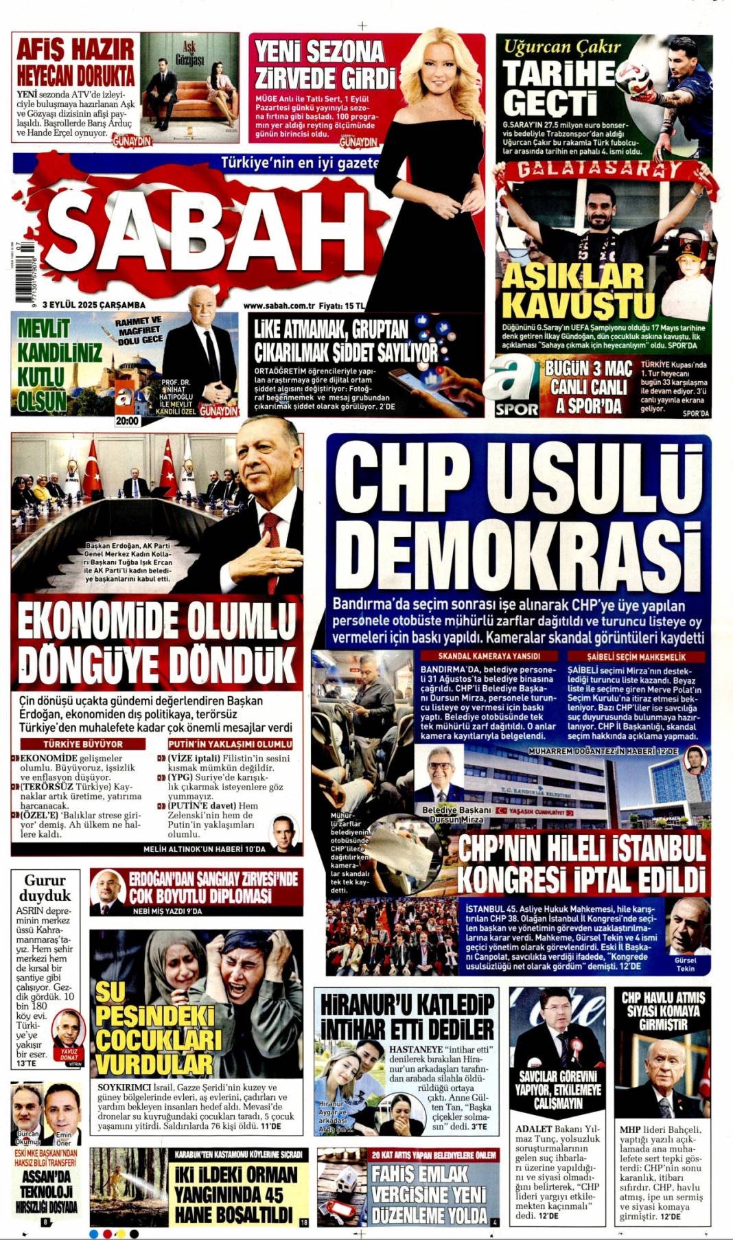 İstanbul'da CHP'ye kayyum: 3 Eylül 2025 Çarşamba güncel gazete manşetleri... 3