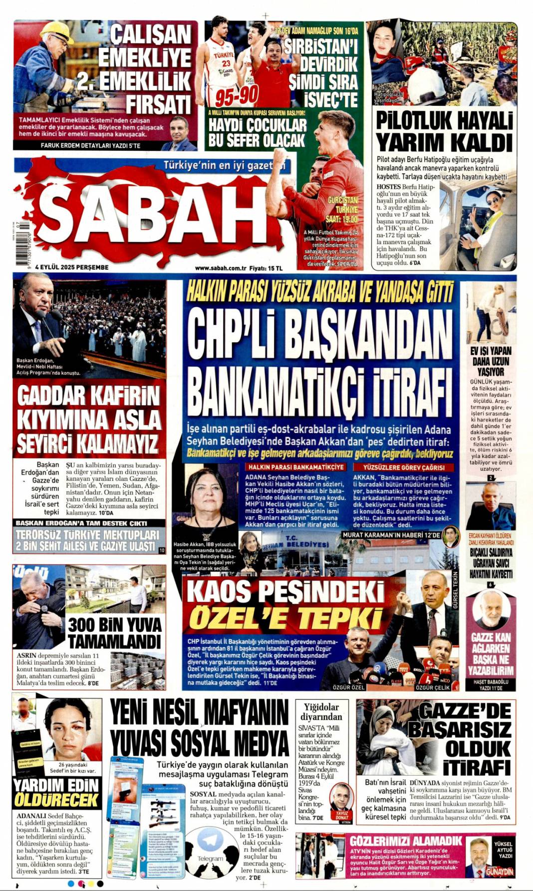 CHP'li başkandan bankamatikçi itiraf: 4 Eylül 2025 Perşembe güncel gazete manşetleri... 1