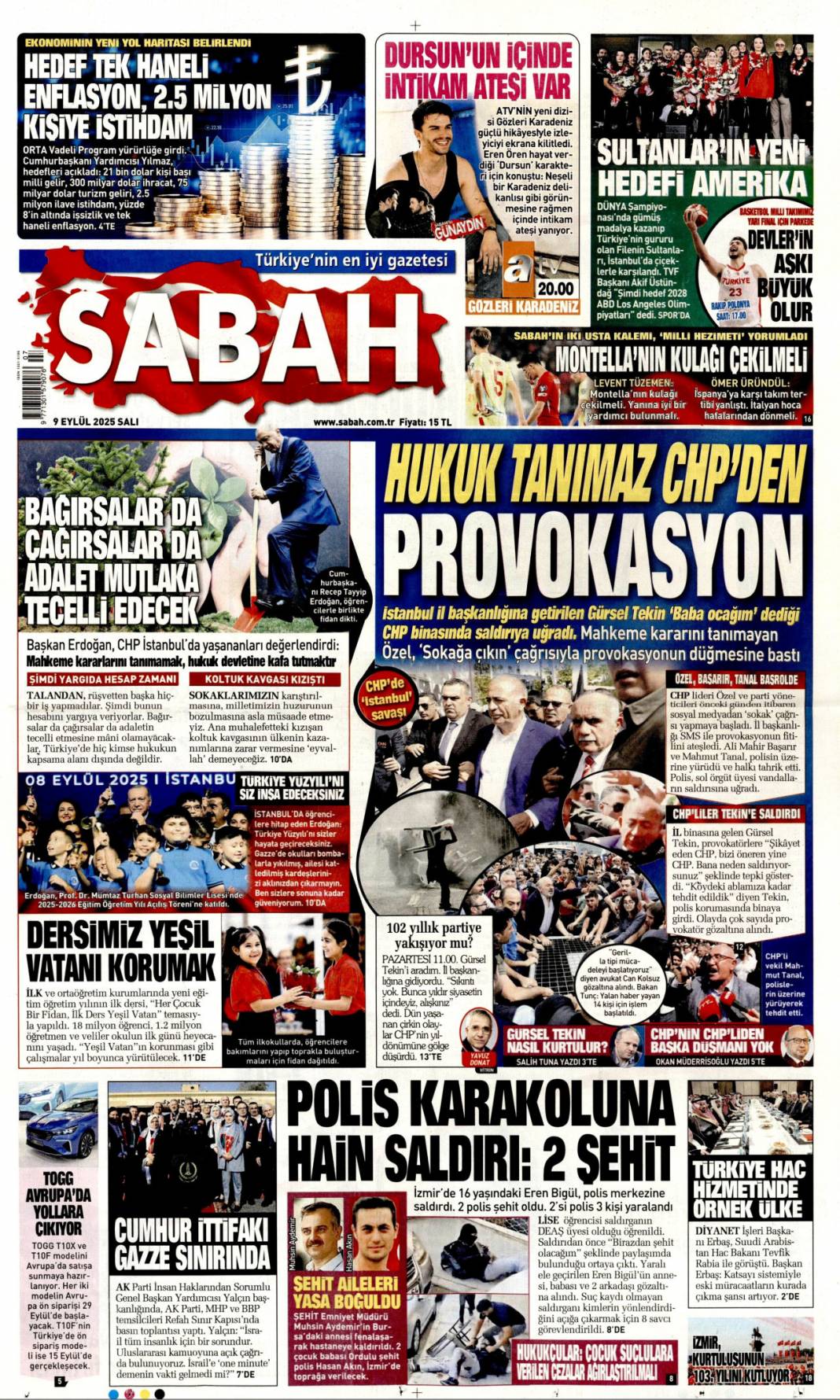 Para kulesini kapattılar: 9 Eylül 2025 Salı güncel gazete manşetleri 1