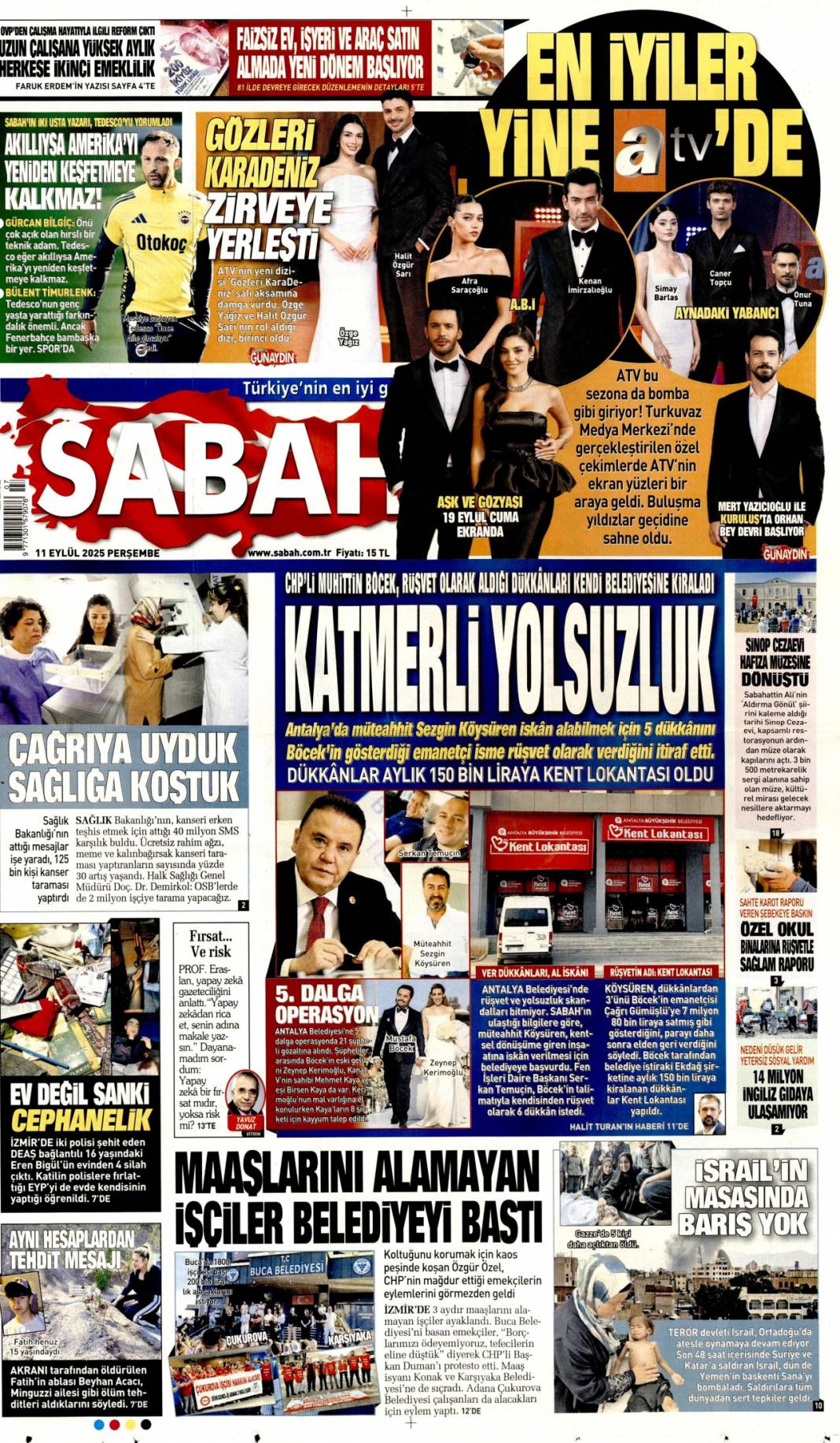 Katmerli yolsuzluk: 11 Eylül 2025 Perşembe güncel gazete manşetleri 1