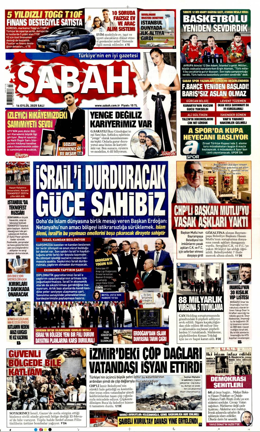 Dava ertelendi, tansiyon düştü: 16 Eylül 2025 Salı güncel gazete manşetleri 4