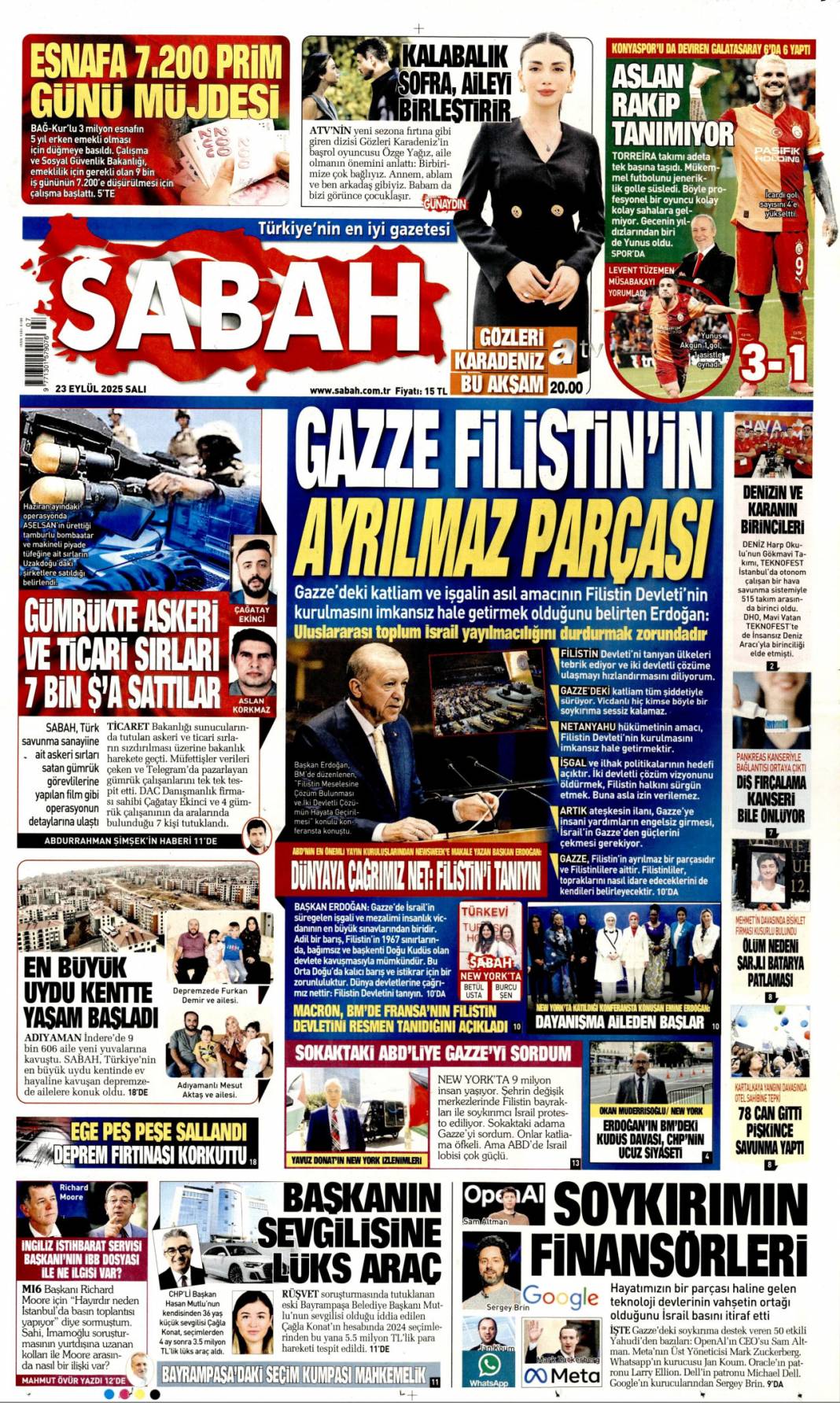 Bir masada yüz yüze: 23 Eylül 2025 Salı güncel gazete manşetleri 4