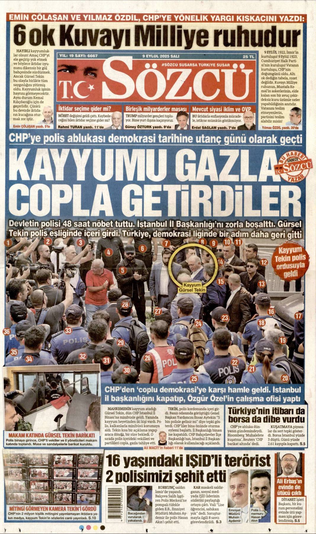 Para kulesini kapattılar: 9 Eylül 2025 Salı güncel gazete manşetleri 17