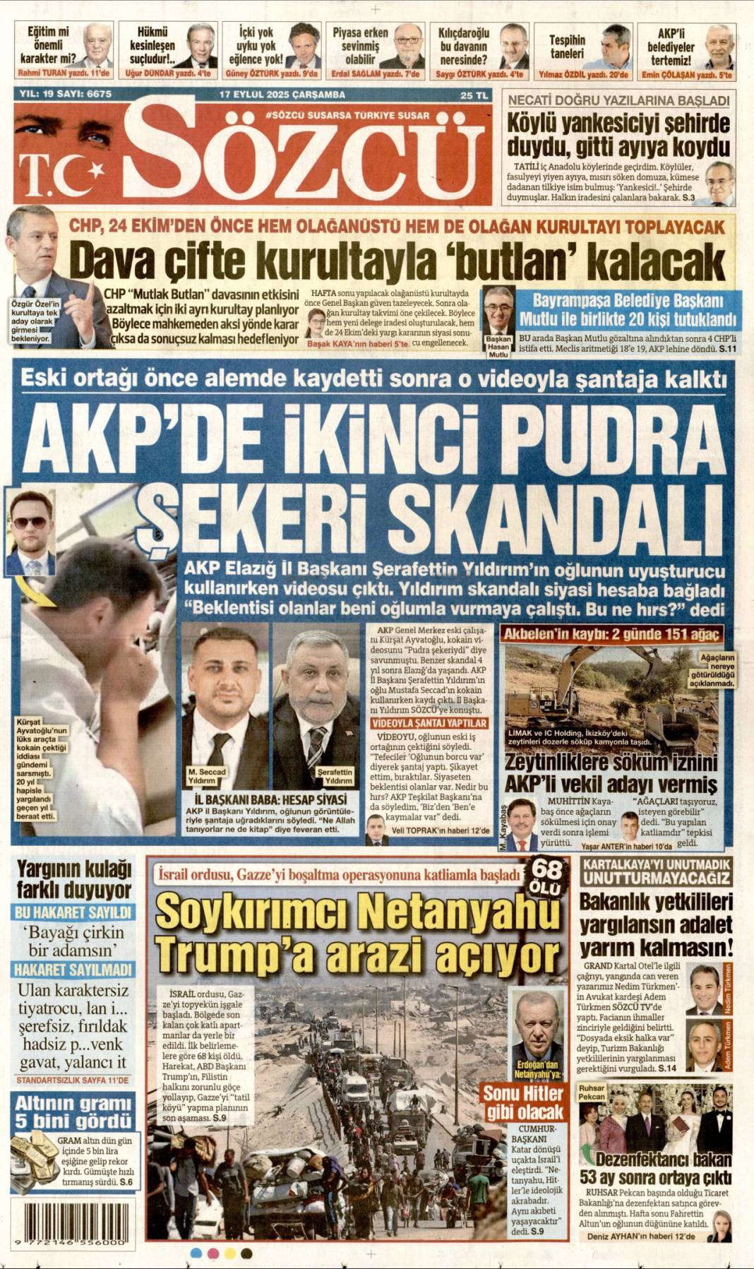 Netanyahu'nun sonu Hitler gibi olacak: 17 Eylül 2025 Çarşamba güncel gazete manşetleri 12