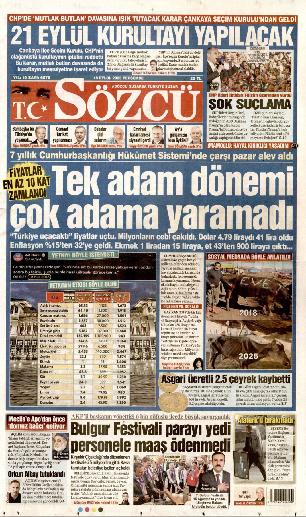 Kudüs'te ferman Gazze'de tapu bizde: 18 Eylül 2025 Perşembe güncel gazete manşetleri 3