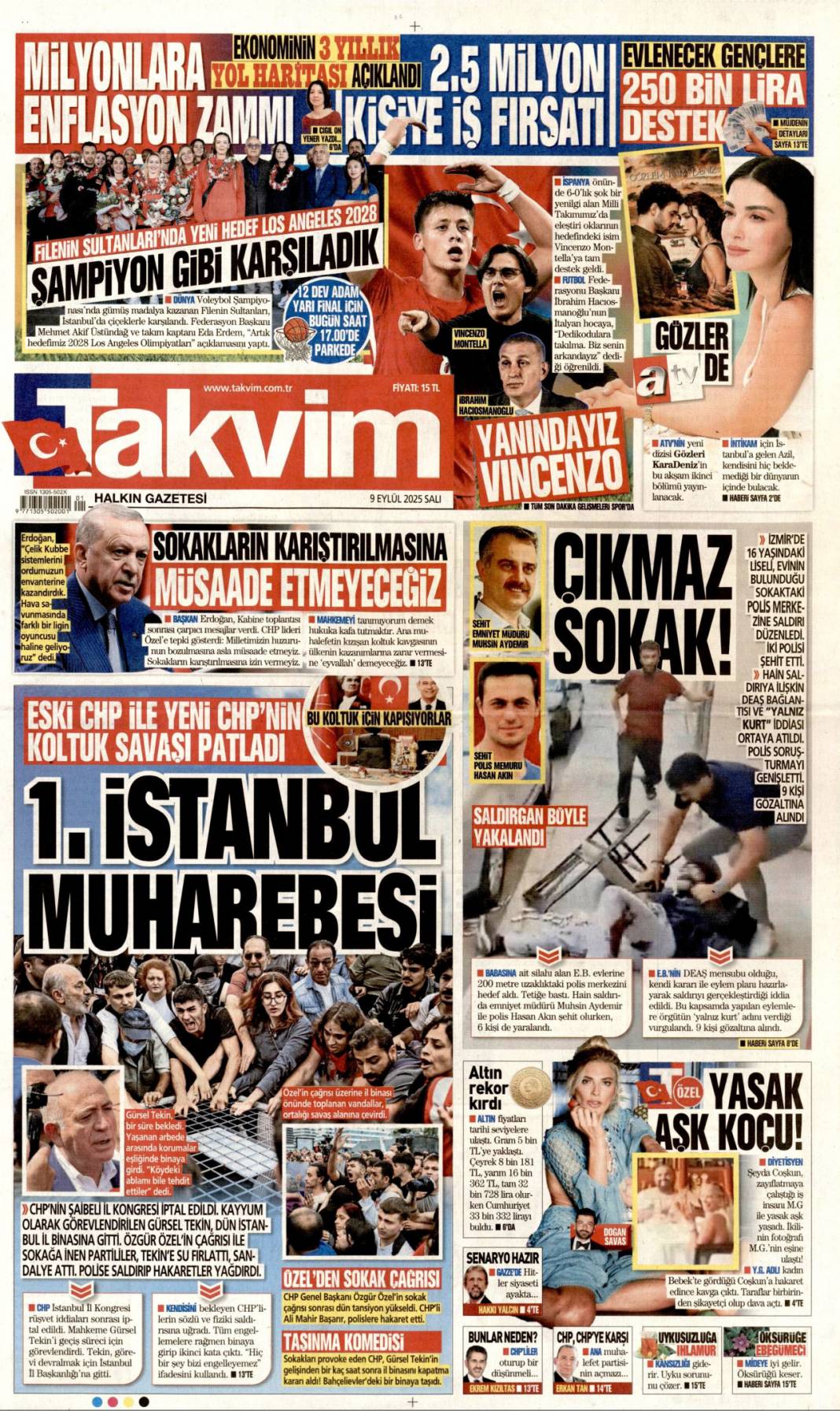 Para kulesini kapattılar: 9 Eylül 2025 Salı güncel gazete manşetleri 18