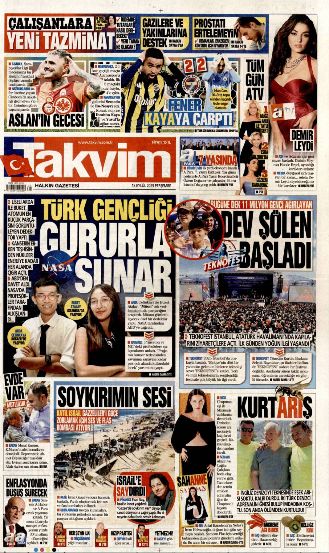 Kudüs'te ferman Gazze'de tapu bizde: 18 Eylül 2025 Perşembe güncel gazete manşetleri 21