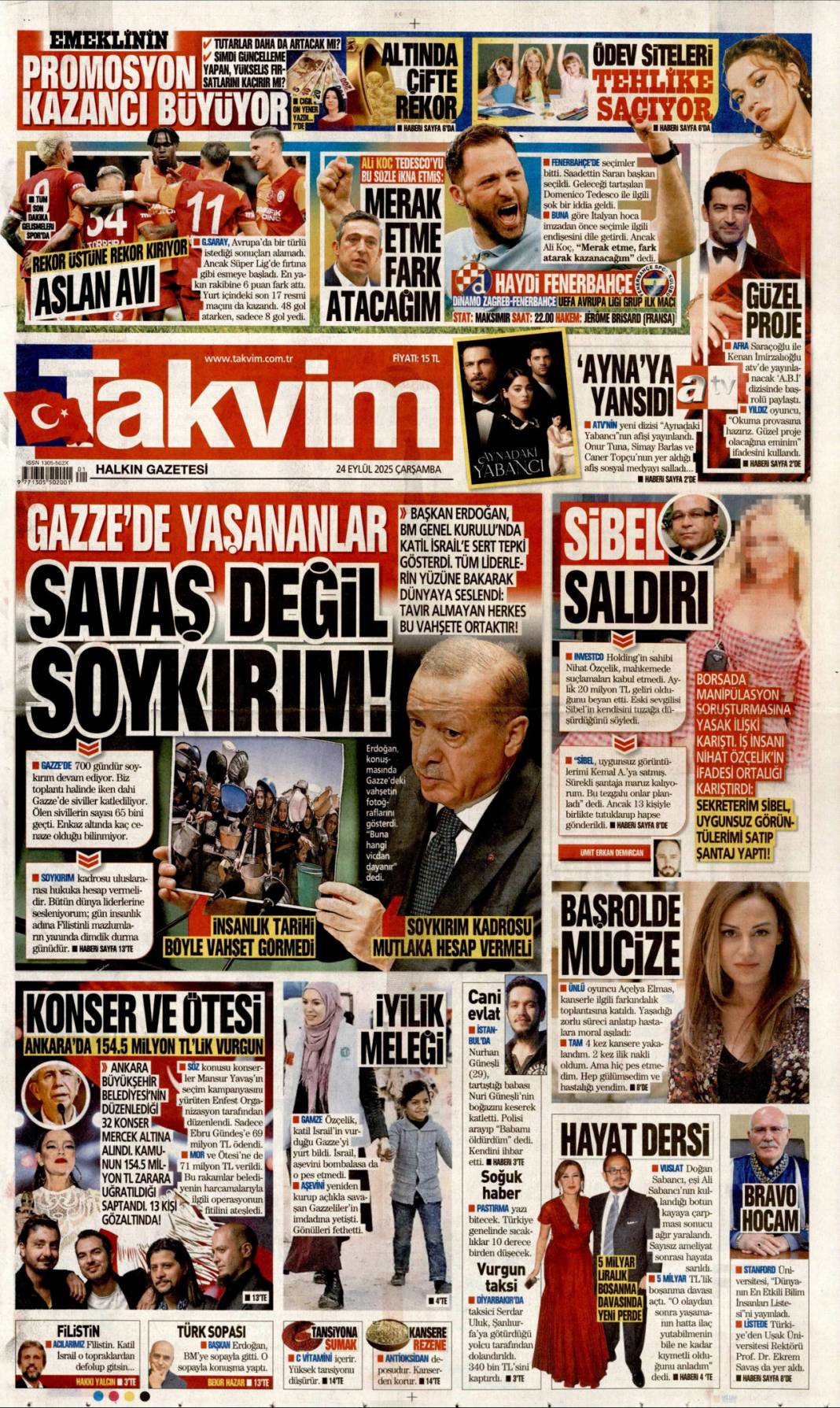 Hangi vicdan buna dayanır: 24 Eylül 2025 Çarşamba güncel gazete manşetleri 15