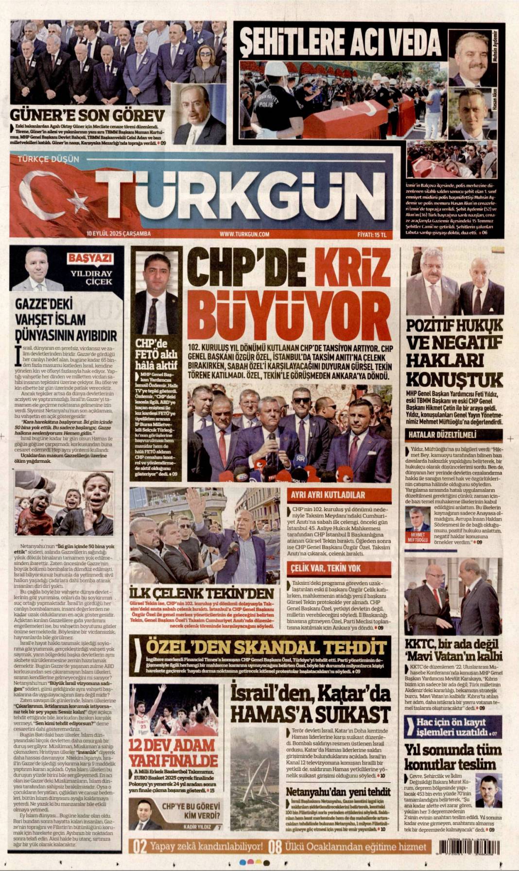 Suç işleyen çocuk cezasını çekecek: 10 Eylül 2025 Çarşamba, güncel gazete manşetleri 20