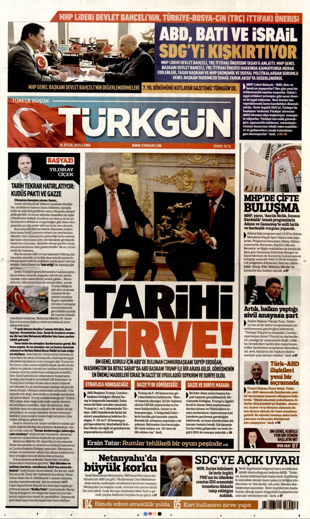 Sıcak mesajlar sıkı pazarlık: 26 Eylül 2025 Cuma merak edilen güncel gazete manşetleri 20