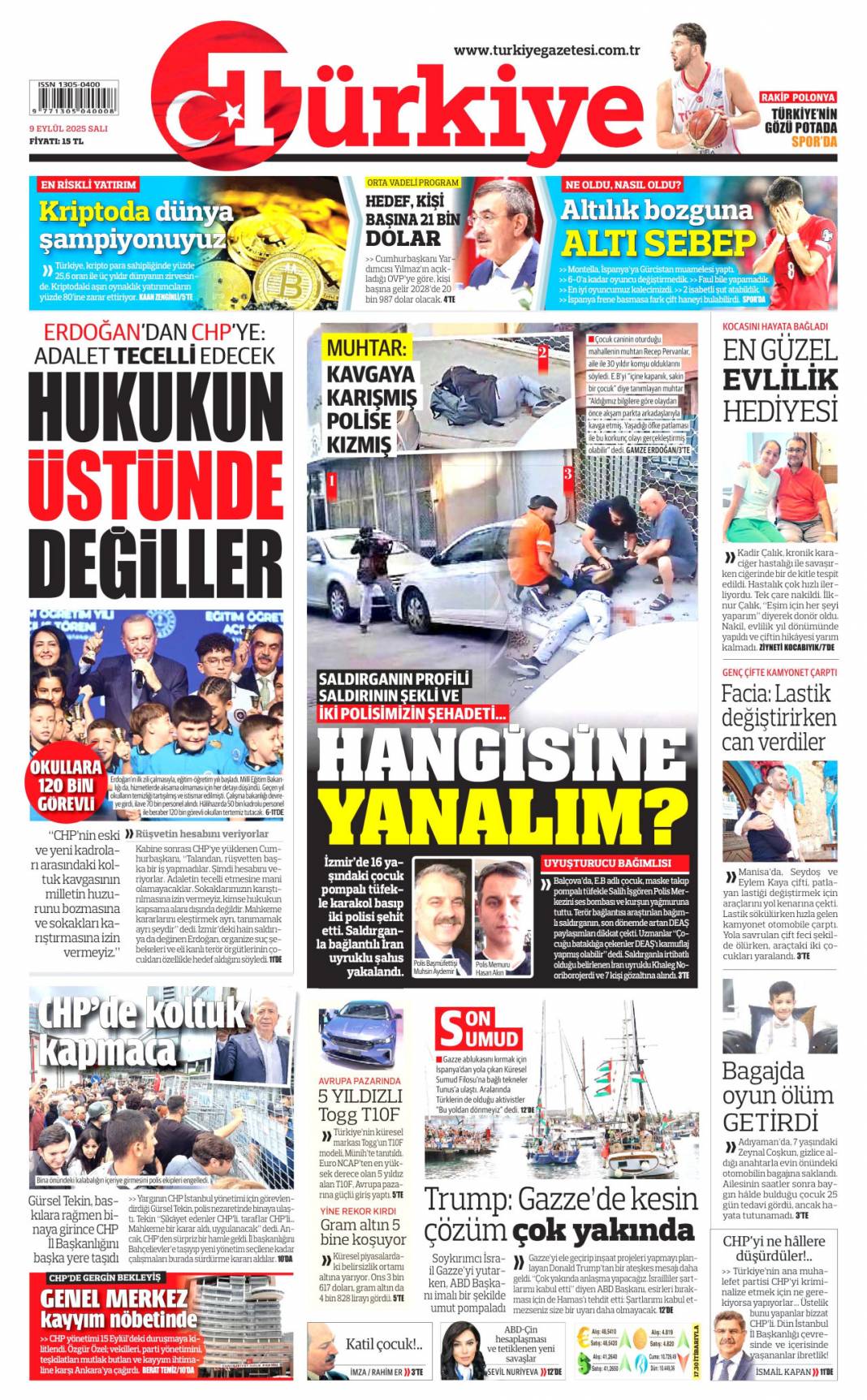 Para kulesini kapattılar: 9 Eylül 2025 Salı güncel gazete manşetleri 2