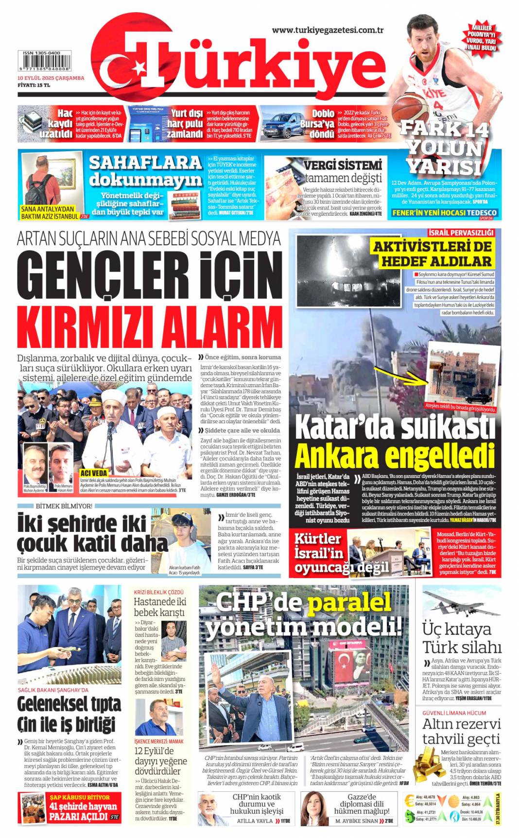 Suç işleyen çocuk cezasını çekecek: 10 Eylül 2025 Çarşamba, güncel gazete manşetleri 19