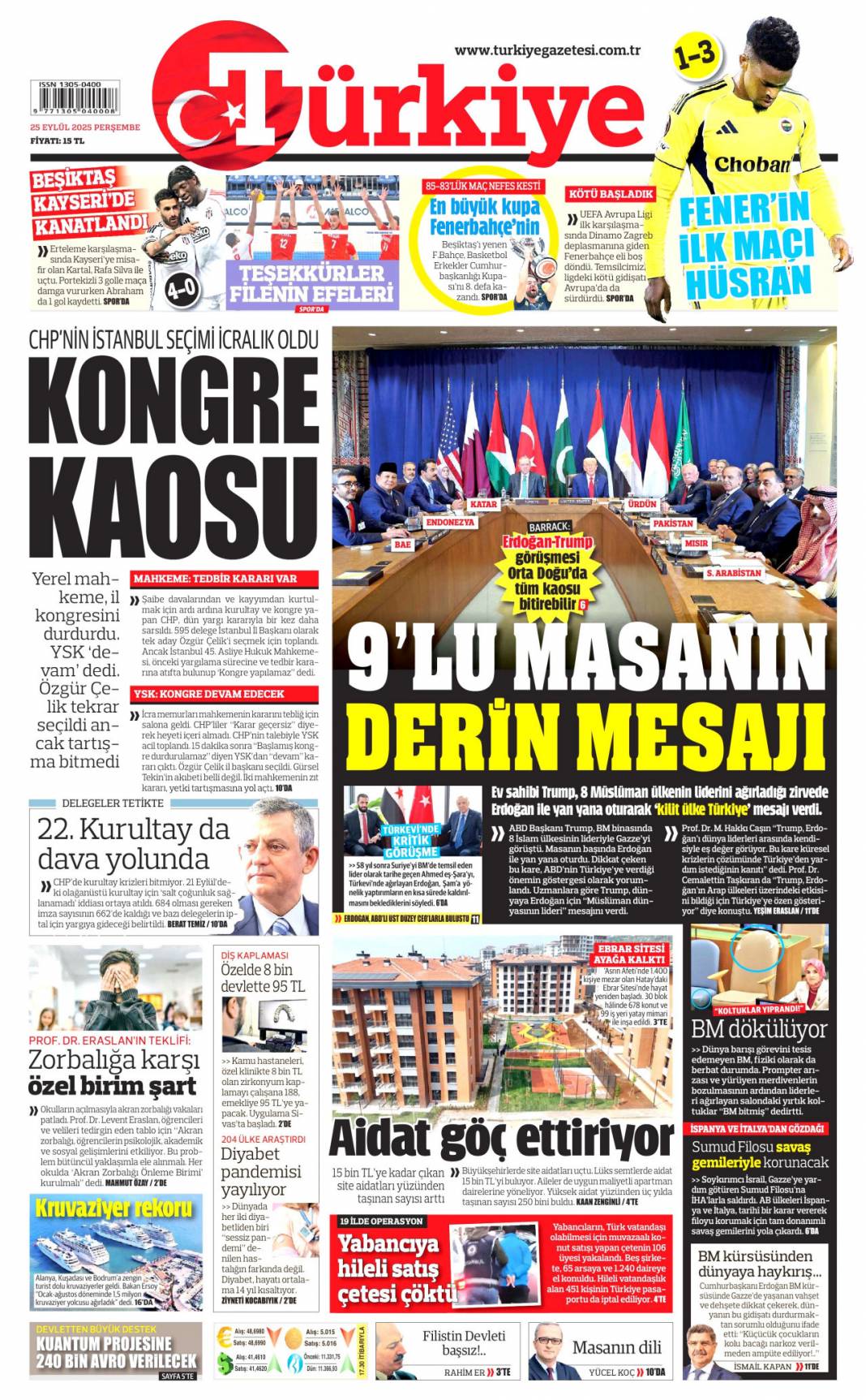 Zirvede 7 başlık konuşulacak: 25 Eylül 2025 Perşembe, güncel gazete manşetleri 3