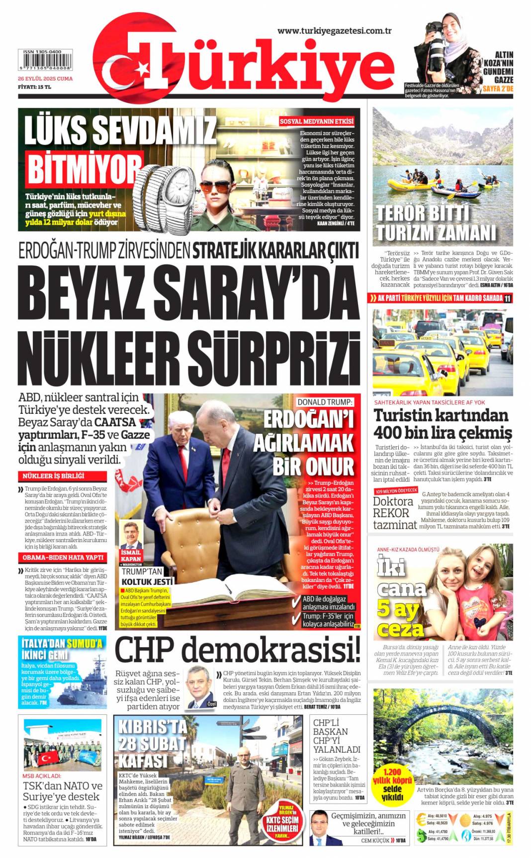 Sıcak mesajlar sıkı pazarlık: 26 Eylül 2025 Cuma merak edilen güncel gazete manşetleri 2