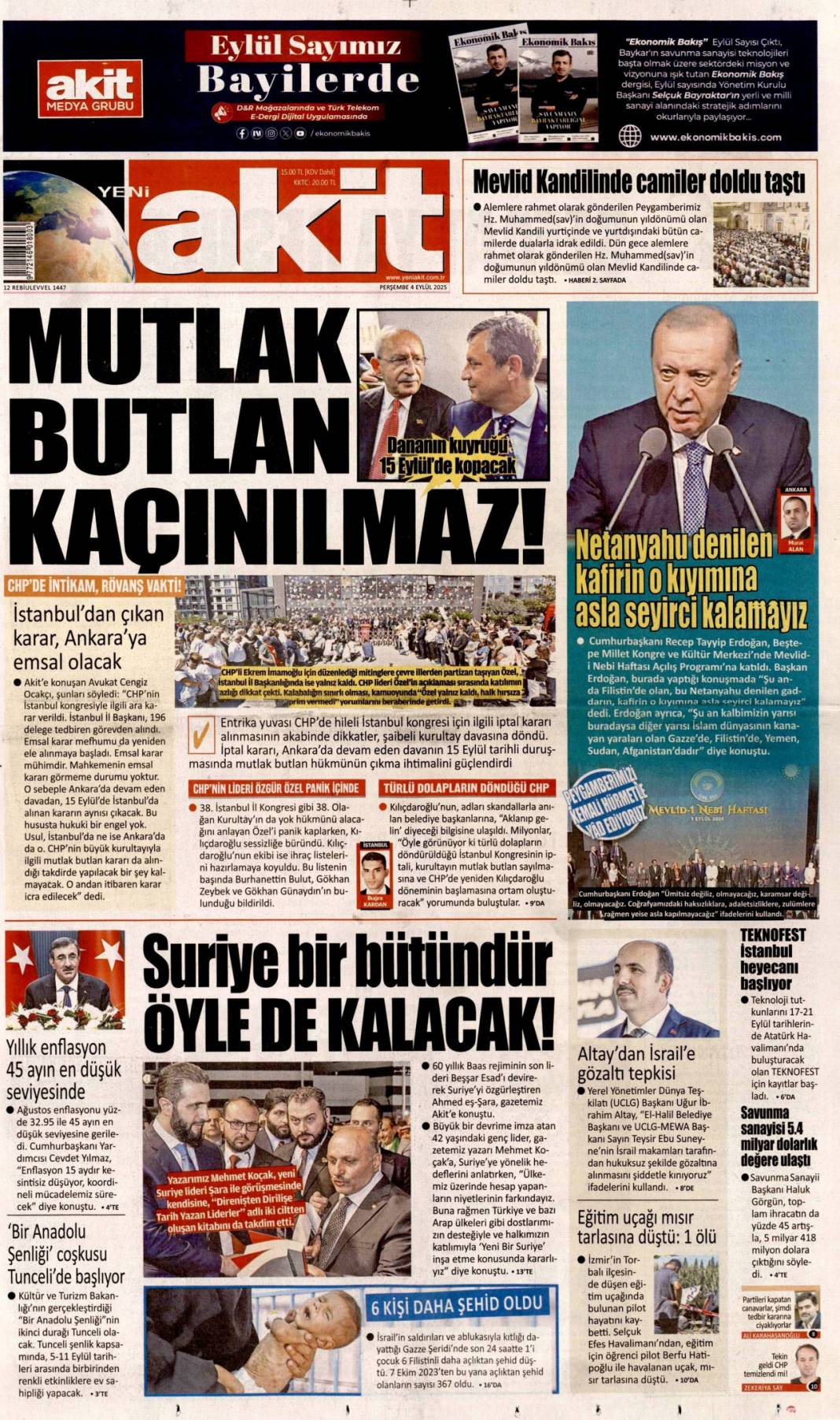 CHP'li başkandan bankamatikçi itiraf: 4 Eylül 2025 Perşembe güncel gazete manşetleri... 20
