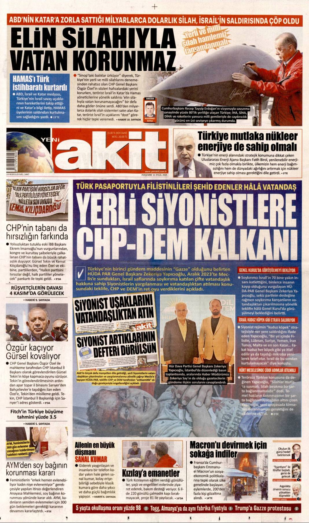 Katmerli yolsuzluk: 11 Eylül 2025 Perşembe güncel gazete manşetleri 6