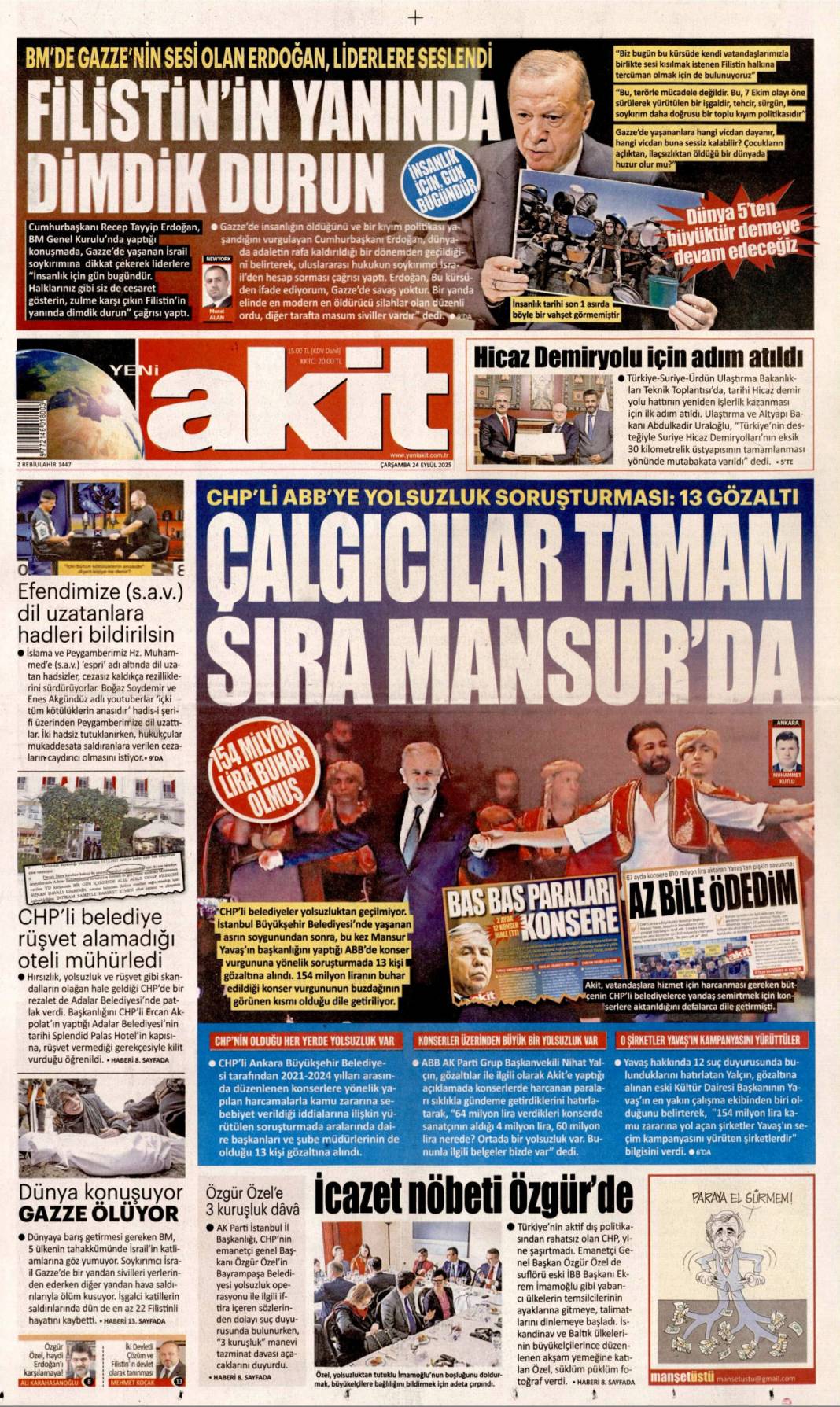 Hangi vicdan buna dayanır: 24 Eylül 2025 Çarşamba güncel gazete manşetleri 18