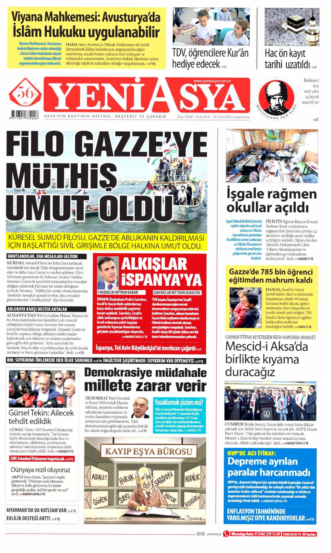 Suç işleyen çocuk cezasını çekecek: 10 Eylül 2025 Çarşamba, güncel gazete manşetleri 16