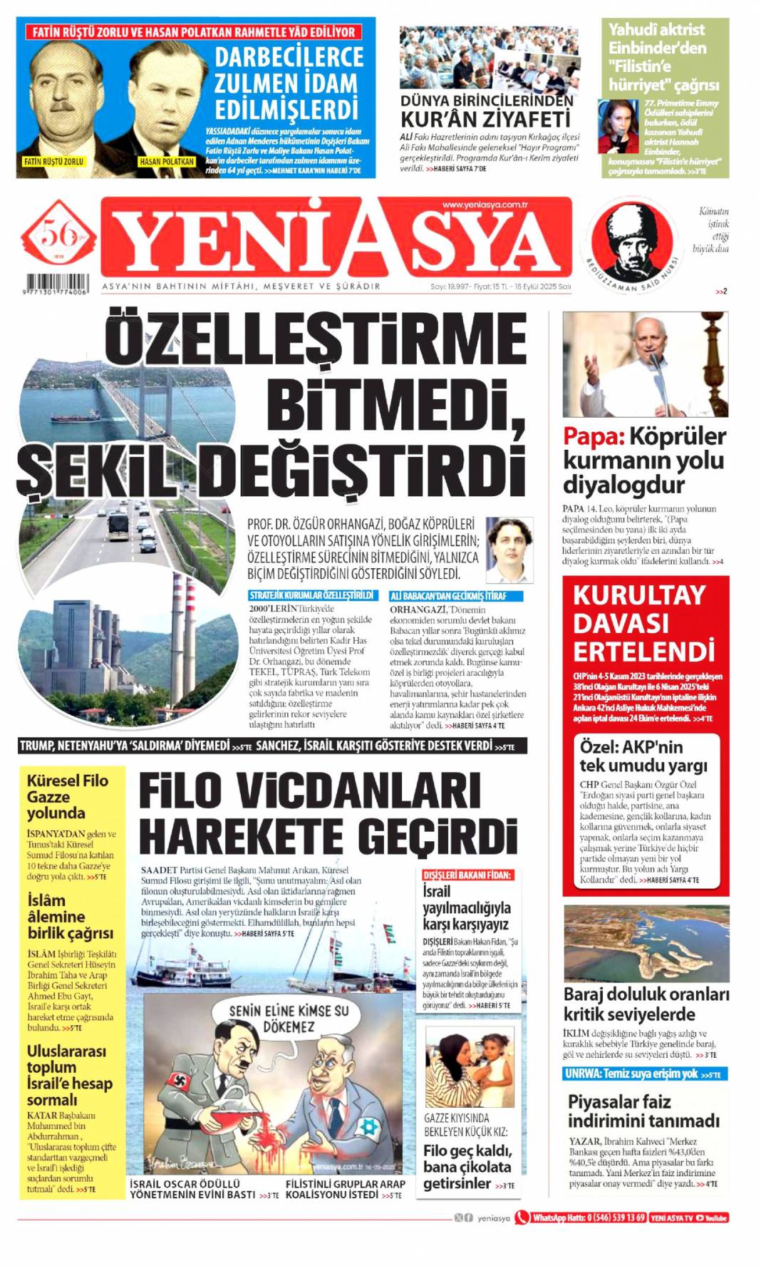 Dava ertelendi, tansiyon düştü: 16 Eylül 2025 Salı güncel gazete manşetleri 22