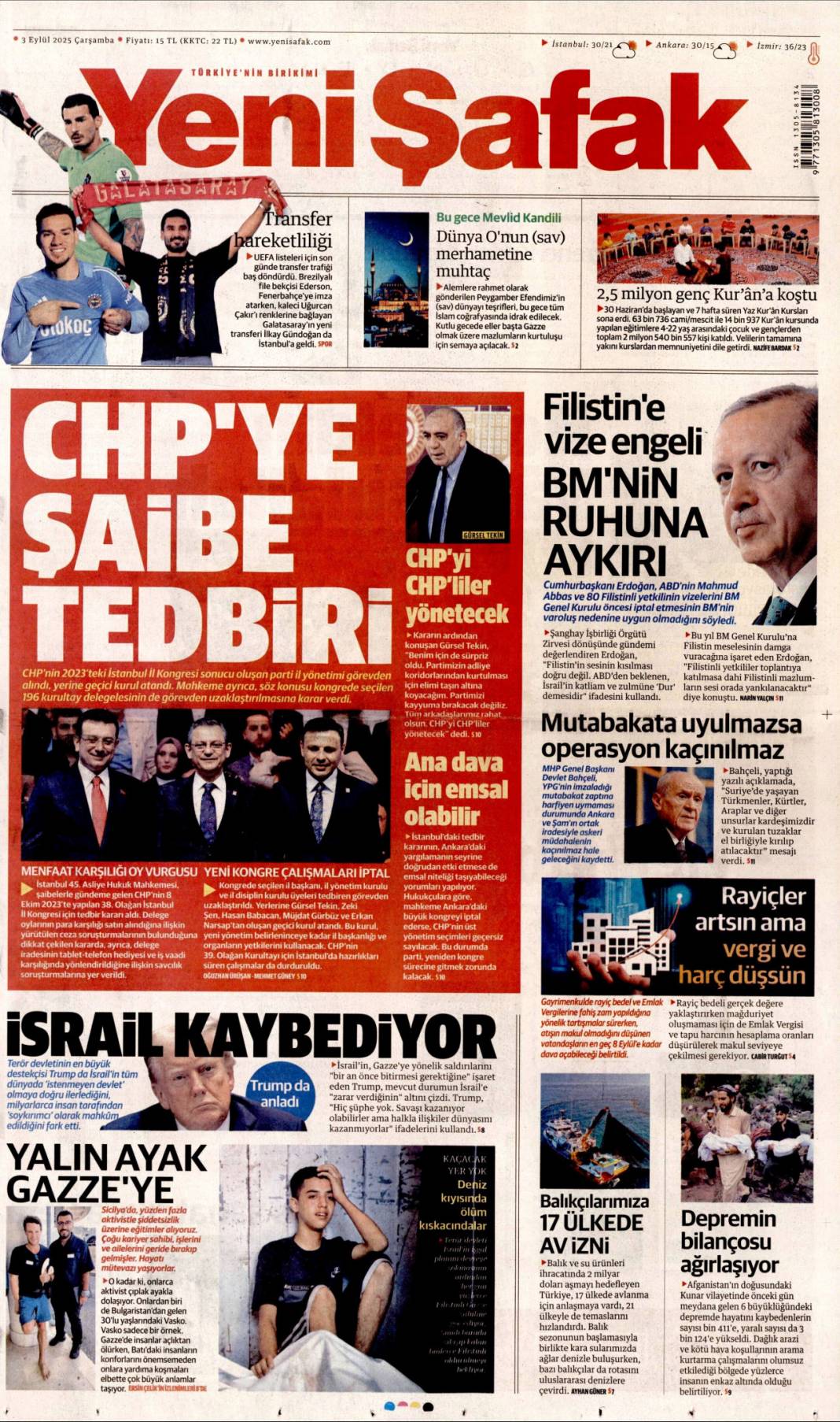 İstanbul'da CHP'ye kayyum: 3 Eylül 2025 Çarşamba güncel gazete manşetleri... 18