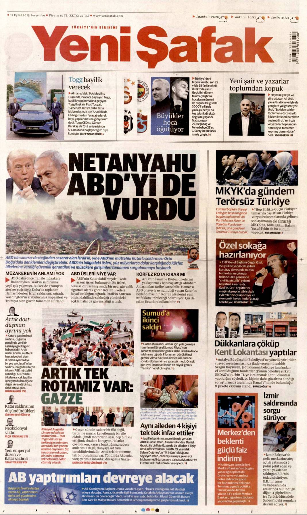 Katmerli yolsuzluk: 11 Eylül 2025 Perşembe güncel gazete manşetleri 20