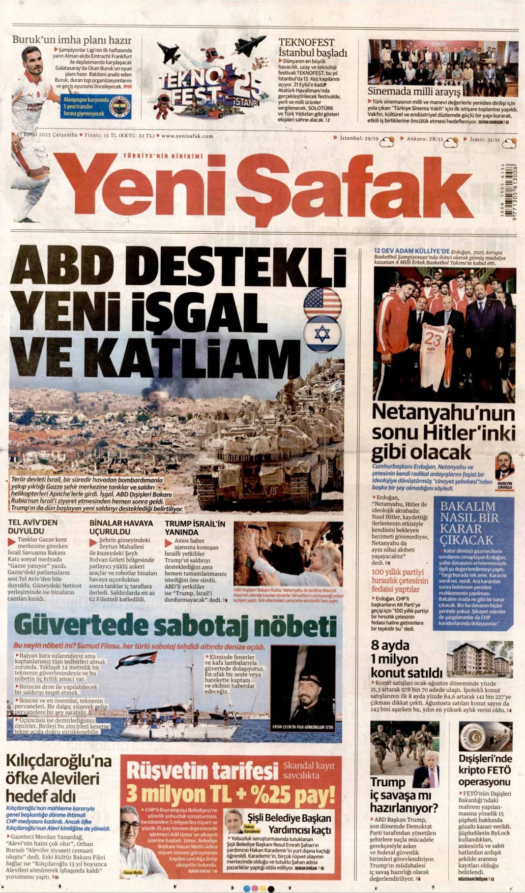 Netanyahu'nun sonu Hitler gibi olacak: 17 Eylül 2025 Çarşamba güncel gazete manşetleri 6