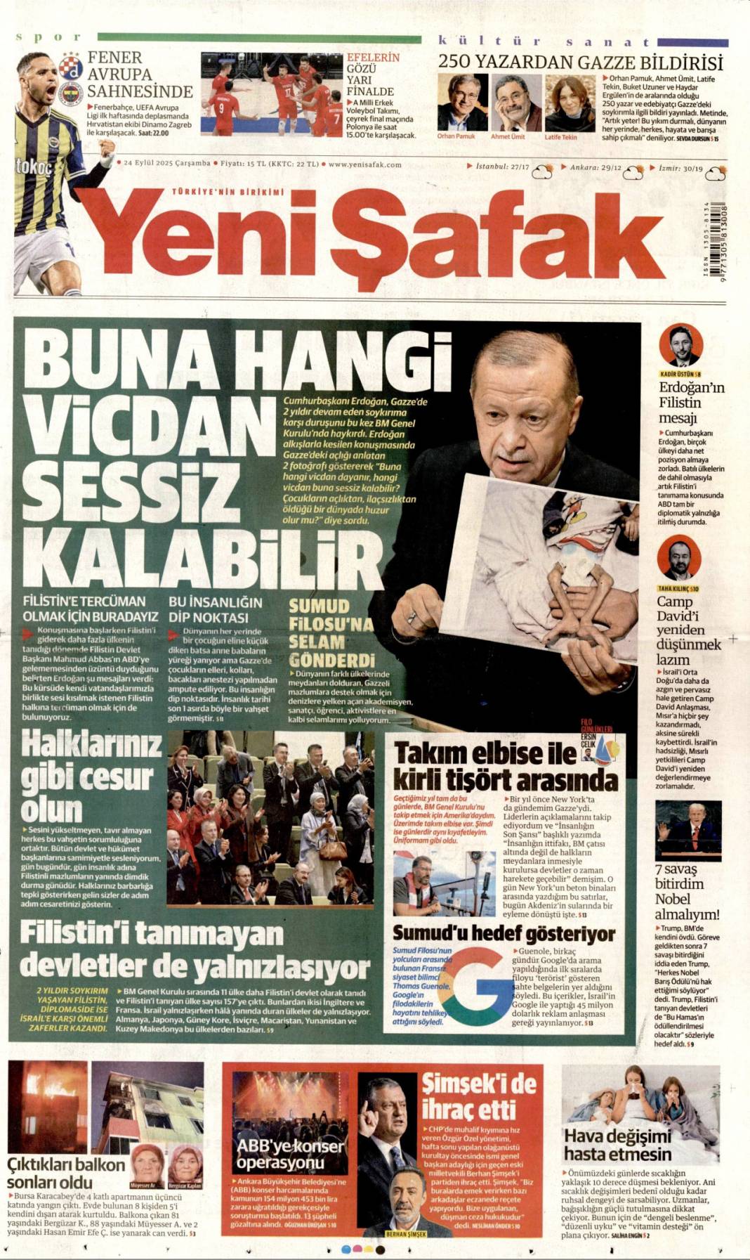 Hangi vicdan buna dayanır: 24 Eylül 2025 Çarşamba güncel gazete manşetleri 20