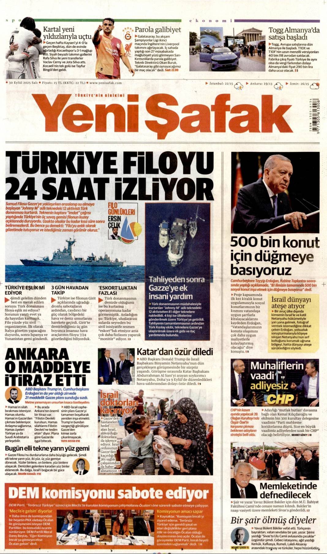 500 bin sosyal konut müjdesi: 30 Eylül 2025 Salı, merak edilen güncel gazete manşetleri 19