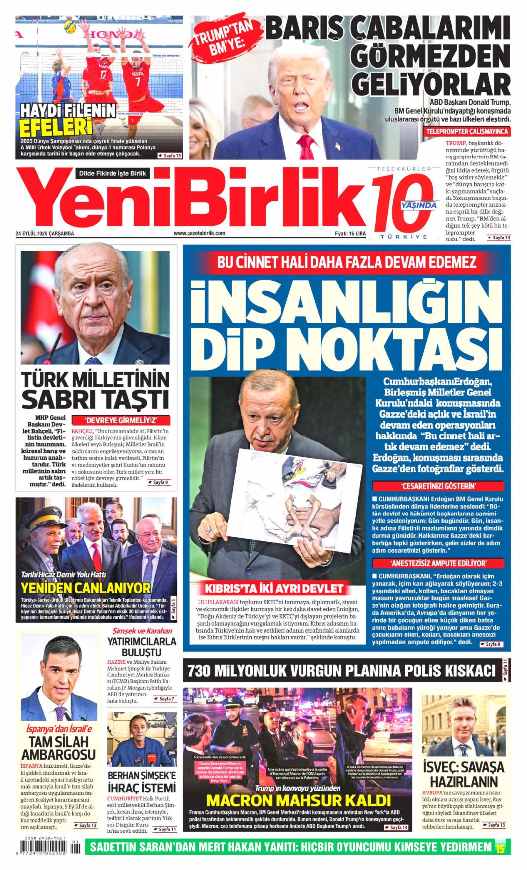 Hangi vicdan buna dayanır: 24 Eylül 2025 Çarşamba güncel gazete manşetleri 19