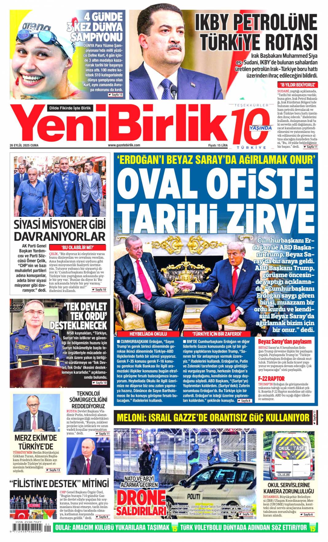 Sıcak mesajlar sıkı pazarlık: 26 Eylül 2025 Cuma merak edilen güncel gazete manşetleri 23