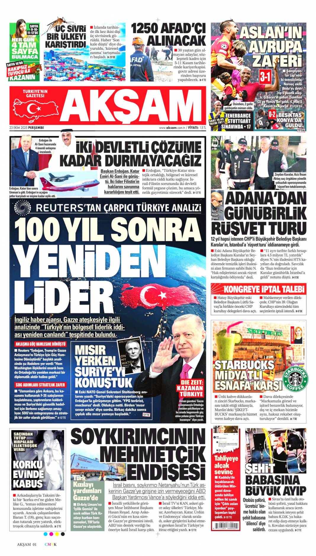 5 Milyarlık kasadan İBB kuryeleri çıktı: 23 Ekim 2025 gazete manşetleri 11