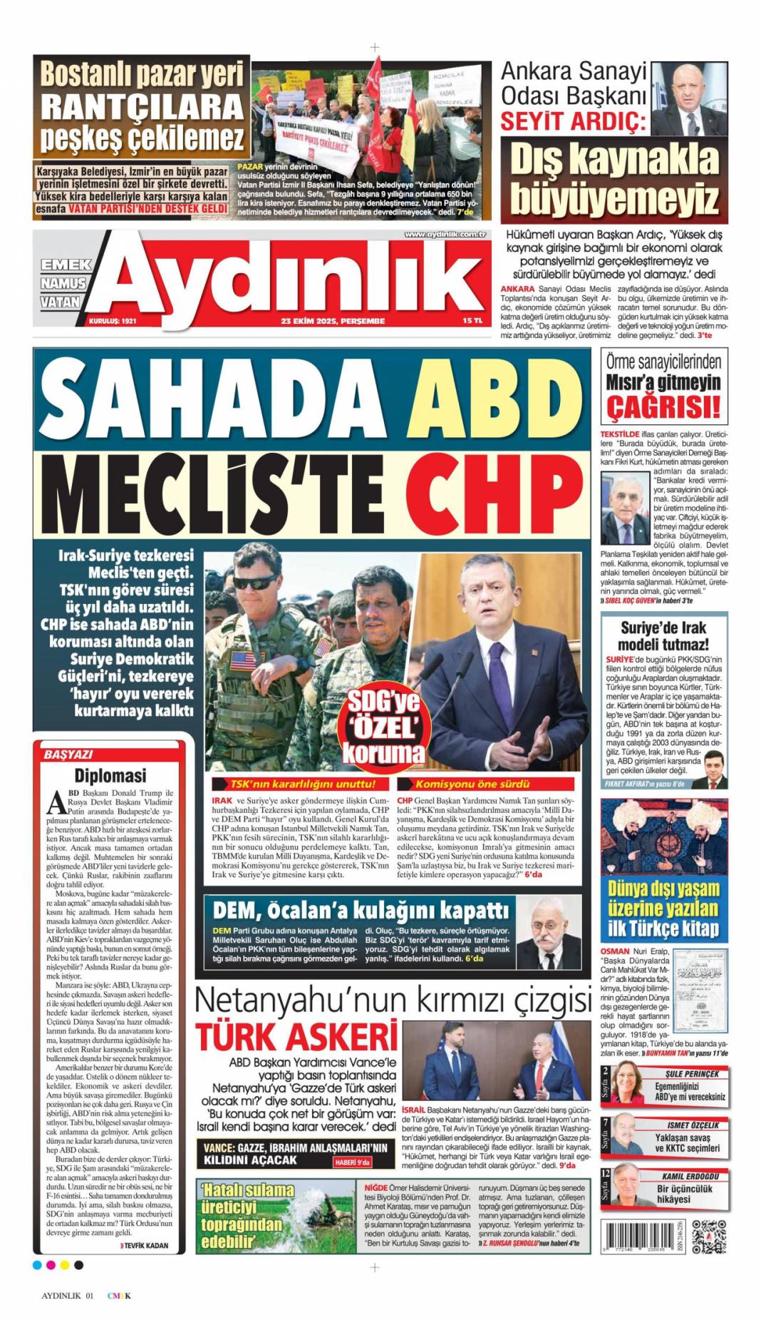 5 Milyarlık kasadan İBB kuryeleri çıktı: 23 Ekim 2025 gazete manşetleri 14