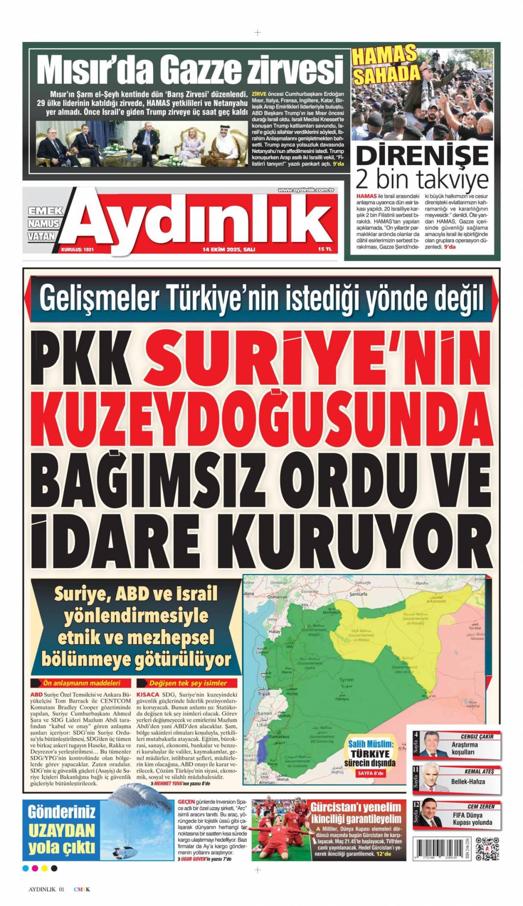 Gazze'de barış için tarihi adım: 14 Ekim 2025 gazete manşetleri 14