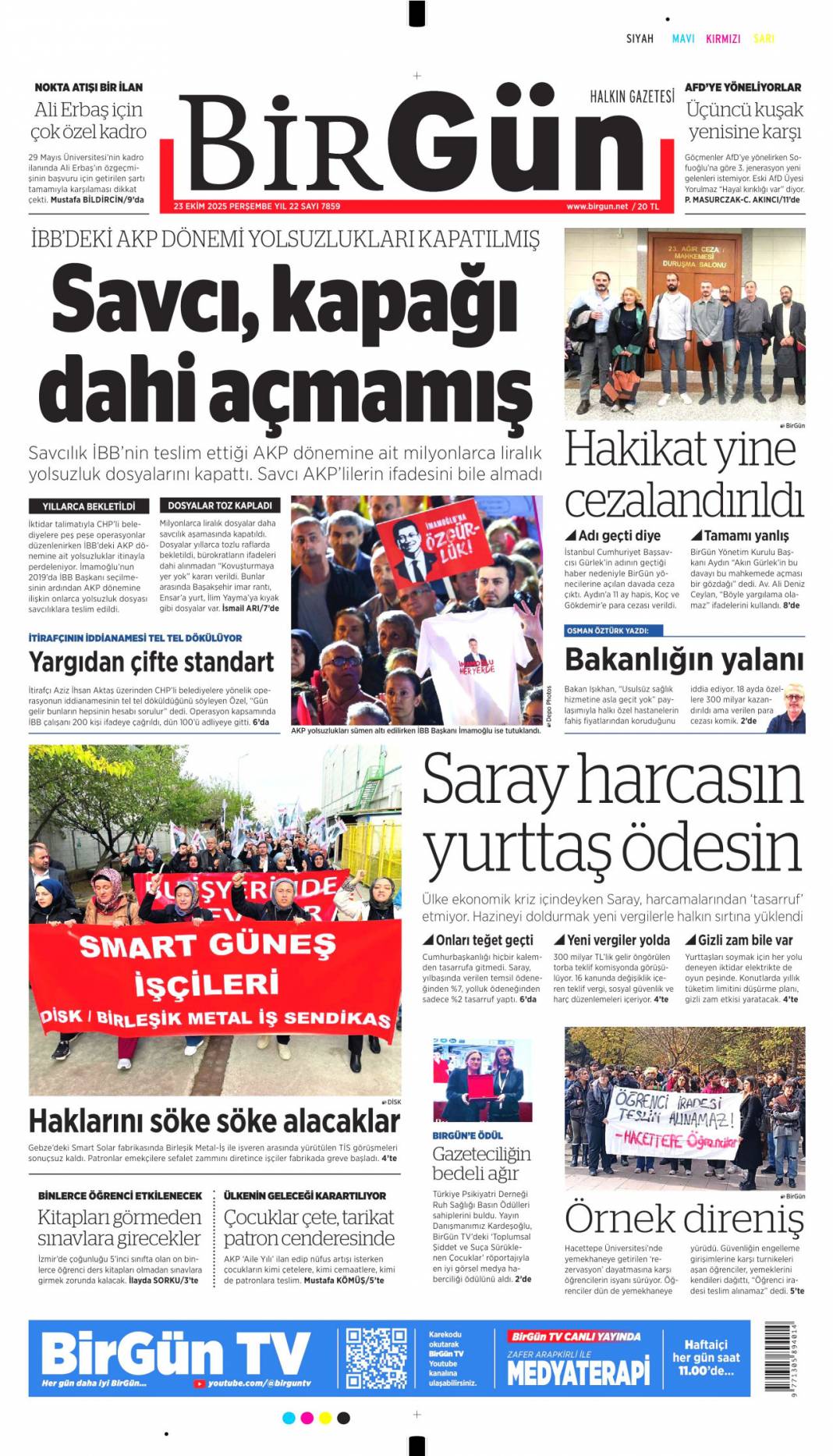 5 Milyarlık kasadan İBB kuryeleri çıktı: 23 Ekim 2025 gazete manşetleri 15