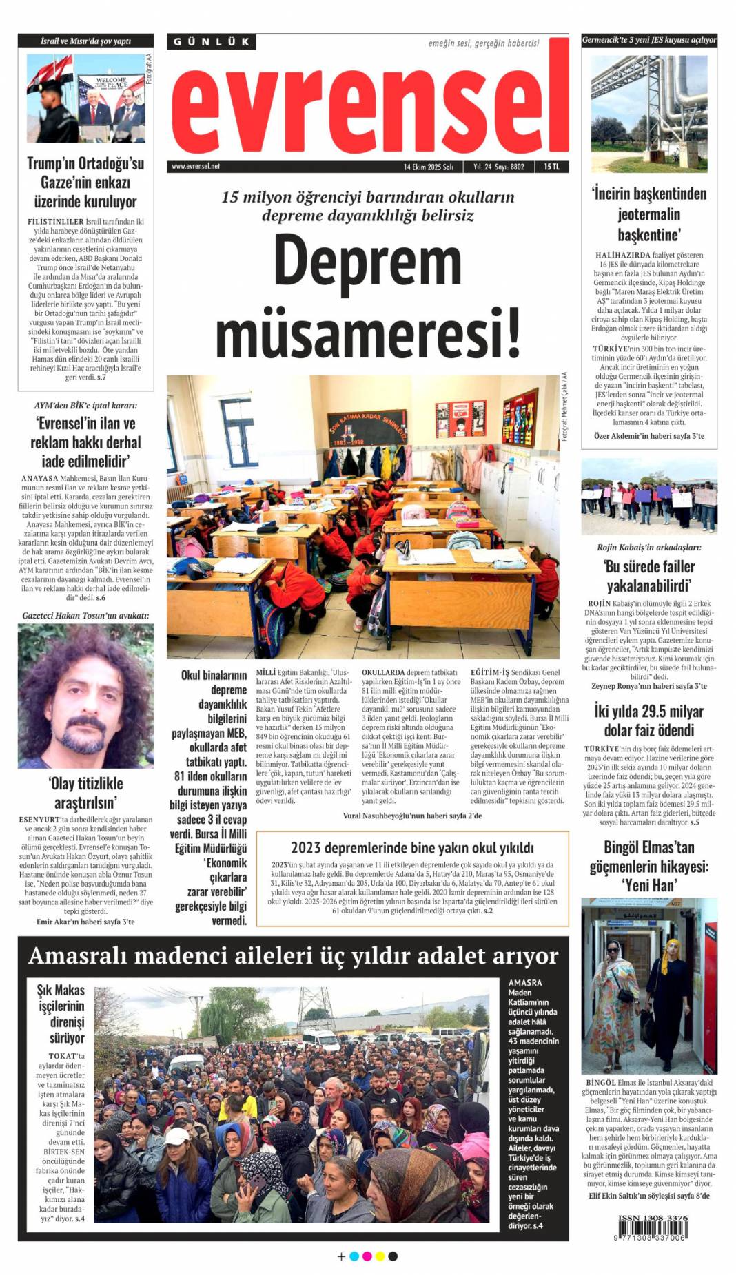 Gazze'de barış için tarihi adım: 14 Ekim 2025 gazete manşetleri 16