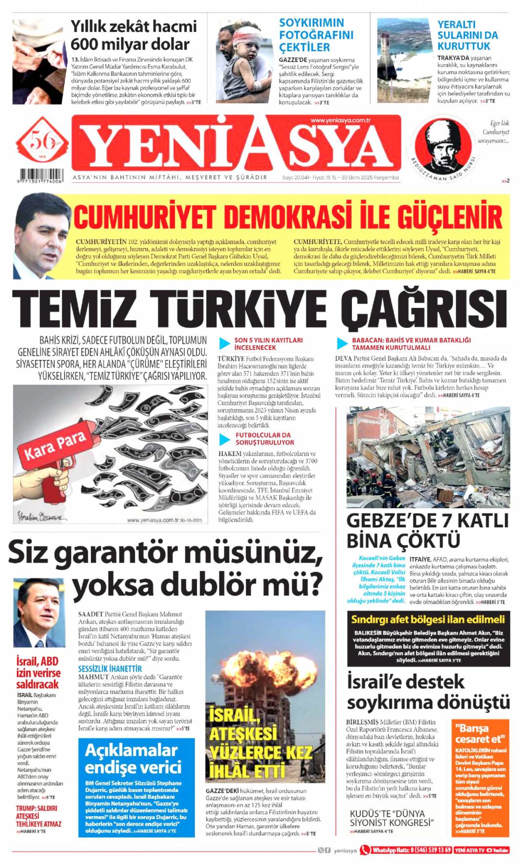 Halkın bayramı, Sen çok yaşa cumhuriyet: 30 Ekim 2025 gazete manşetleri 17