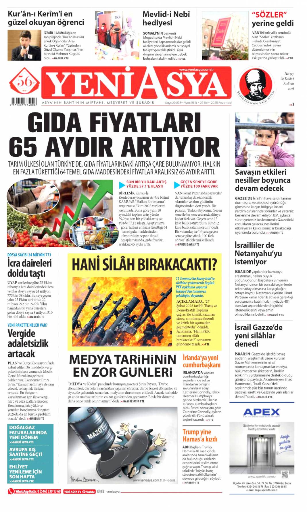 Türkiye'den gittiler, Terörsüz Türkiye yolunda bir adım daha: 27 Ekim 2025 gazete manşetleri 19