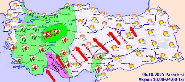 Meteorolojiden peş peşe uyarı: Su baskınlarına dikkat! O bölgelerde kuvvetli yağış etkili olacak! Bugün hava nasıl, Salı günü hava nasıl olacak? 5