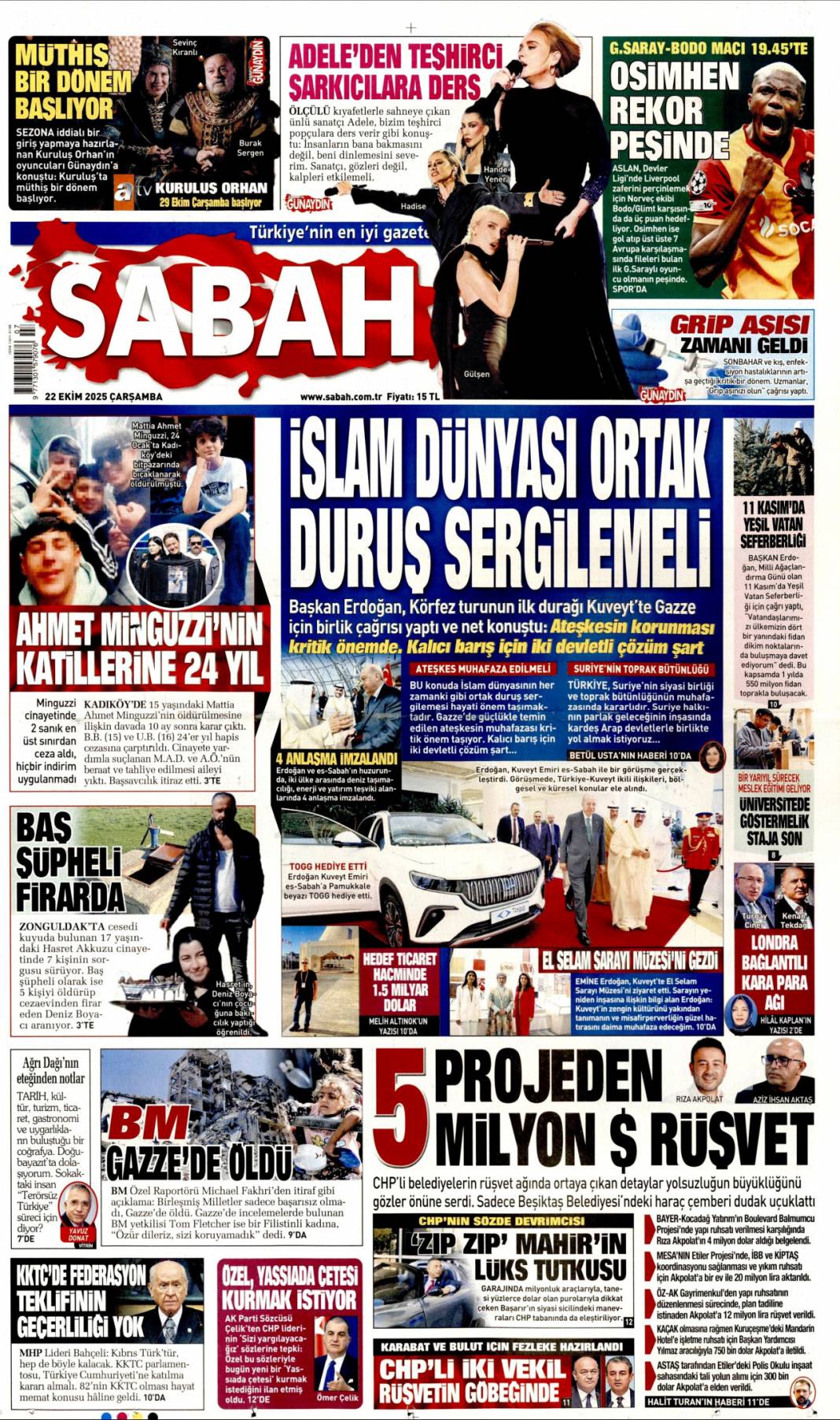 Yapmadıkları kalmamış! CHP talanı iddianamede ortaya döküldü: 22 Ekim gazete manşetleri 3