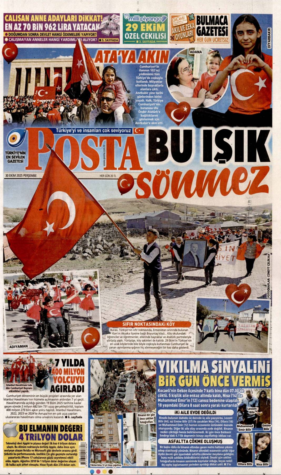 Halkın bayramı, Sen çok yaşa cumhuriyet: 30 Ekim 2025 gazete manşetleri 21