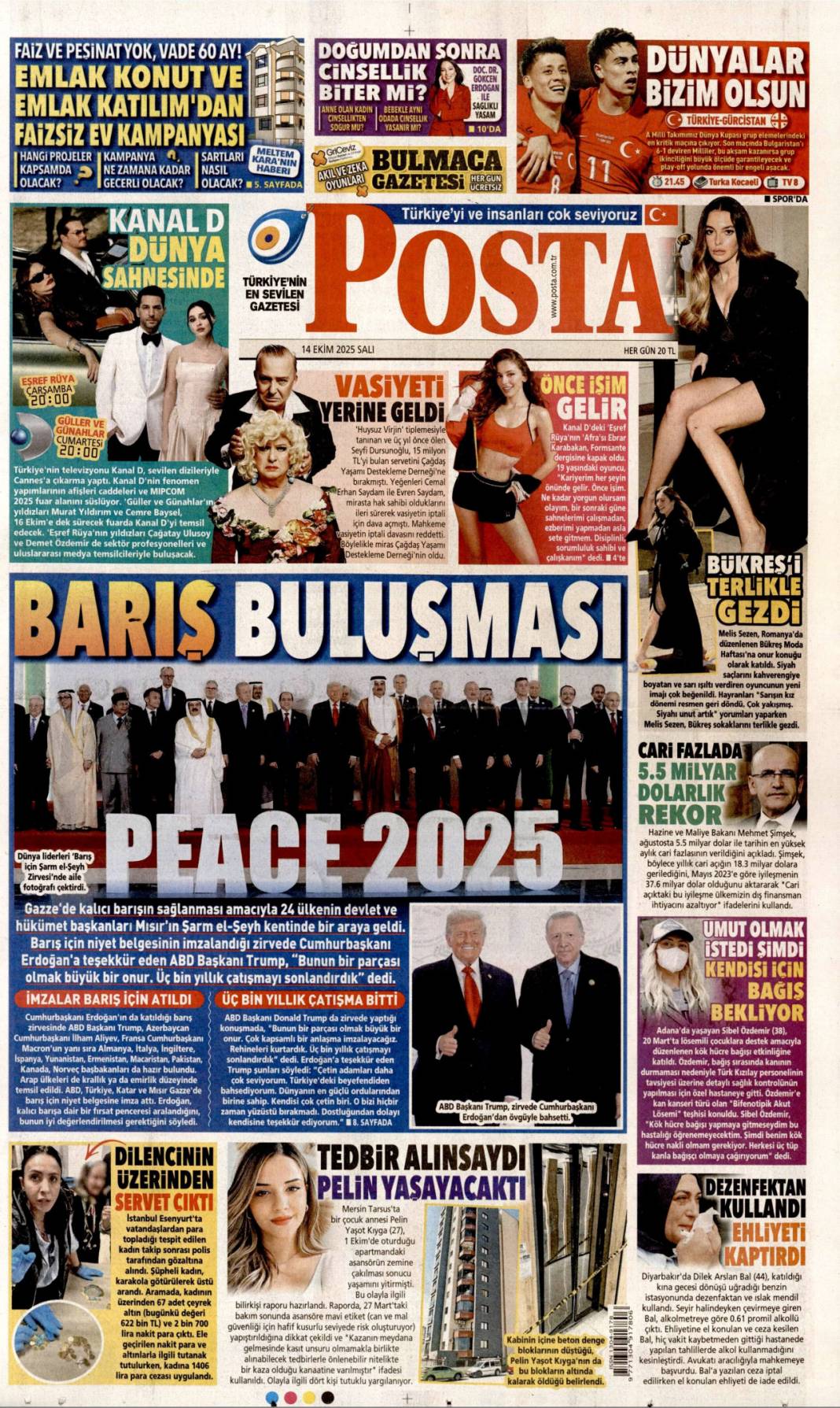 Gazze'de barış için tarihi adım: 14 Ekim 2025 gazete manşetleri 21