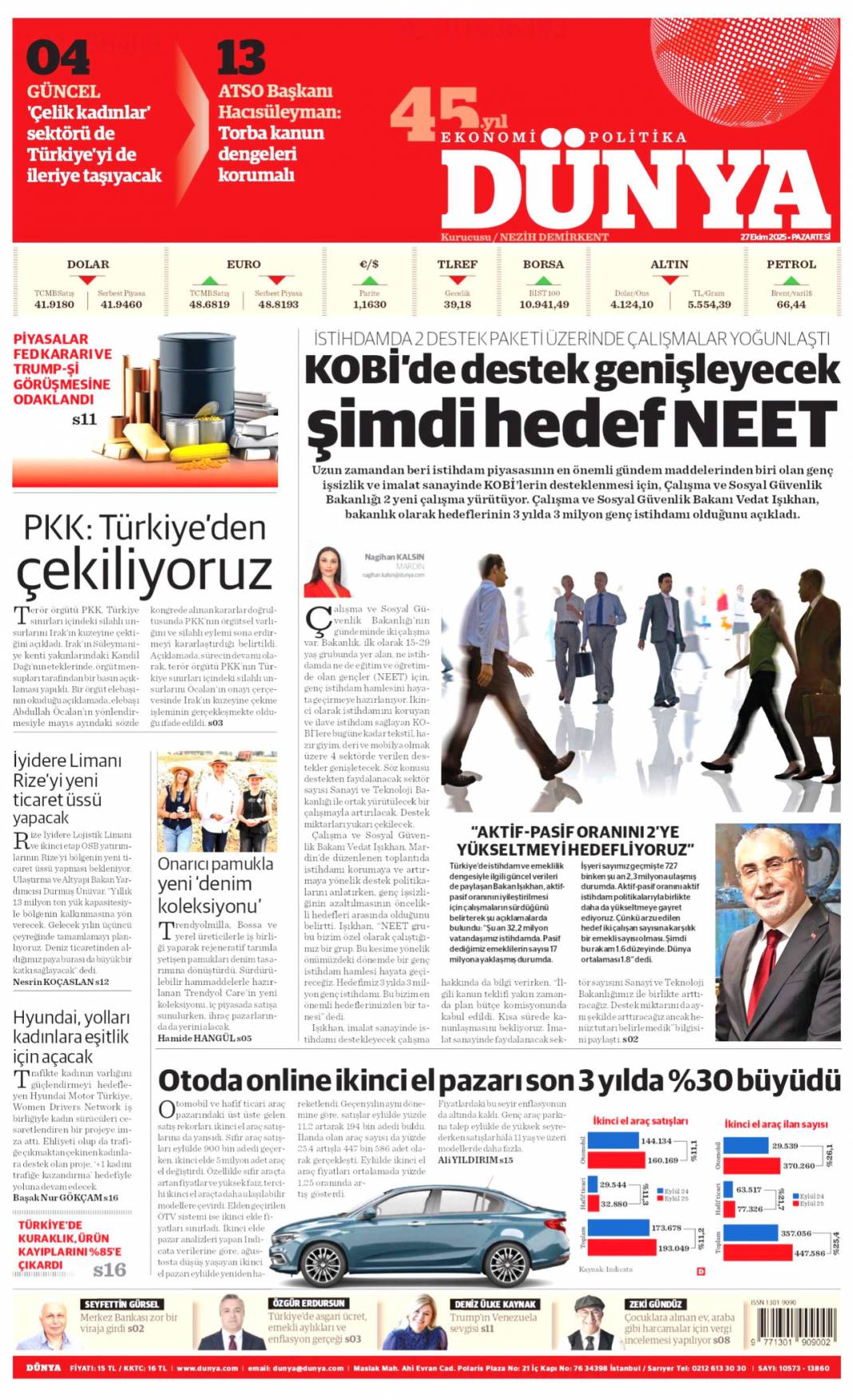 Türkiye'den gittiler, Terörsüz Türkiye yolunda bir adım daha: 27 Ekim 2025 gazete manşetleri 23