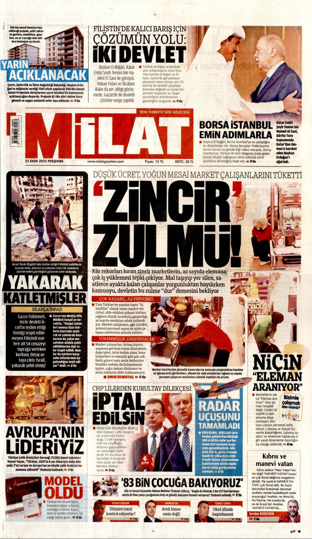 5 Milyarlık kasadan İBB kuryeleri çıktı: 23 Ekim 2025 gazete manşetleri 22