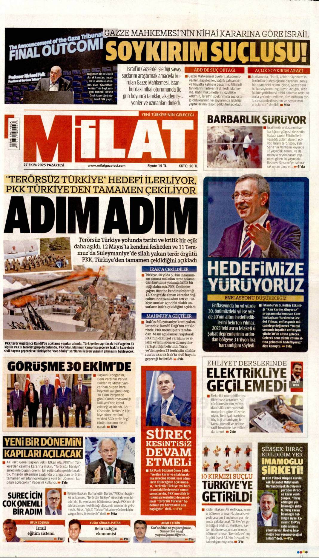 Türkiye'den gittiler, Terörsüz Türkiye yolunda bir adım daha: 27 Ekim 2025 gazete manşetleri 24