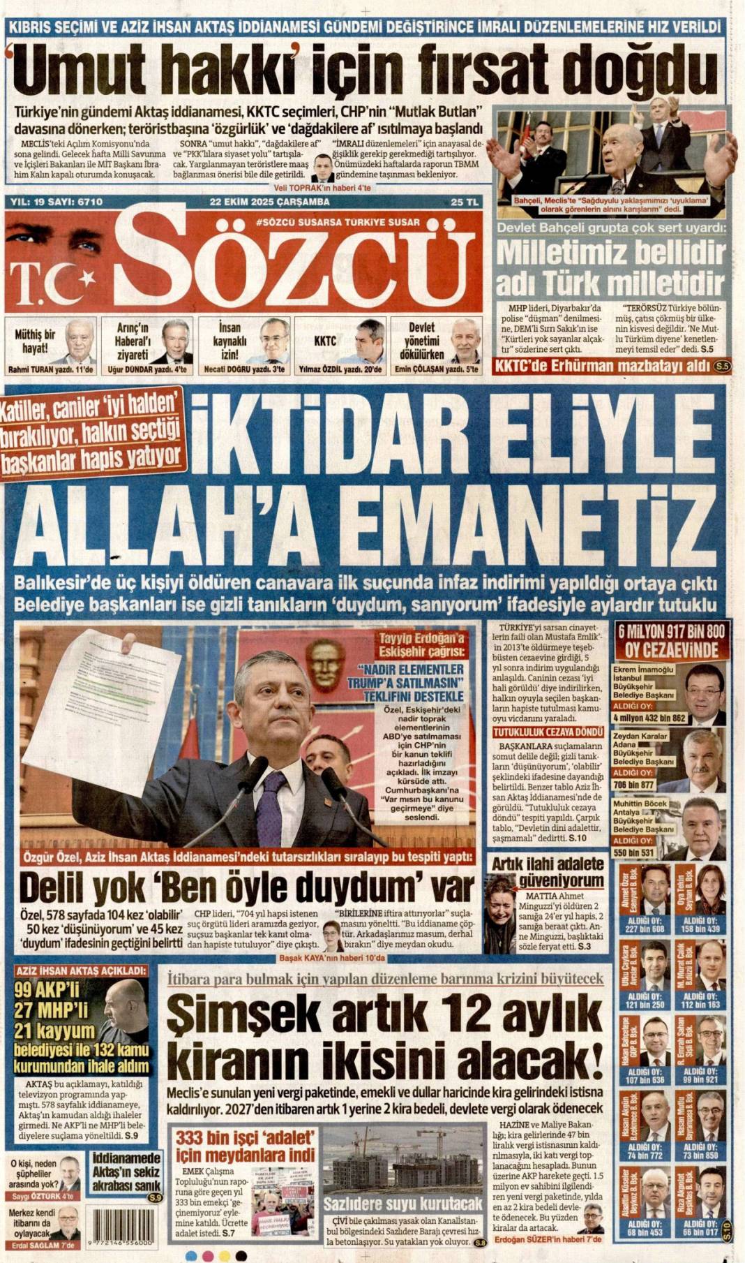 Yapmadıkları kalmamış! CHP talanı iddianamede ortaya döküldü: 22 Ekim gazete manşetleri 4