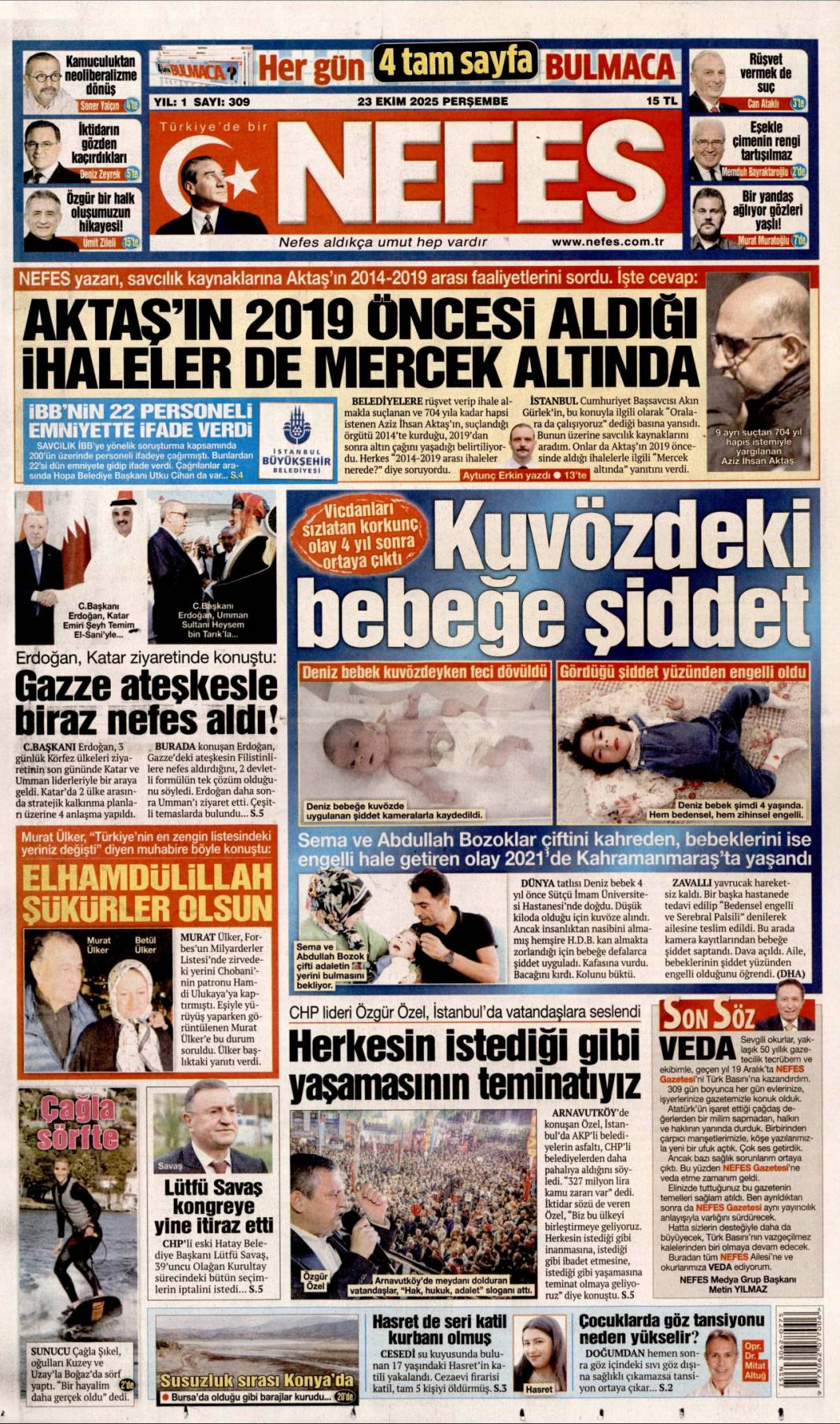 5 Milyarlık kasadan İBB kuryeleri çıktı: 23 Ekim 2025 gazete manşetleri 4