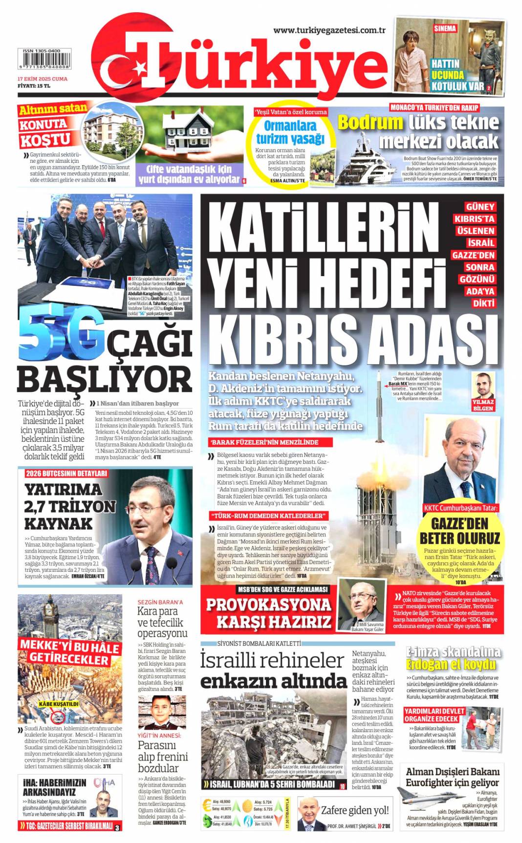 Dünyanın nadir gücü Türkiye! 694 milyon ton rezerv keşfedildi: 17 Ekim 2025 gazete manşetleri 8