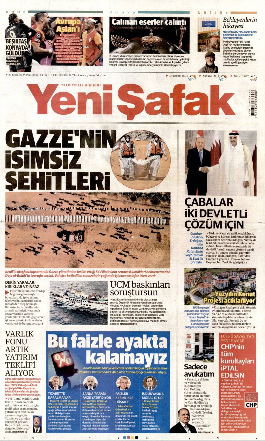 5 Milyarlık kasadan İBB kuryeleri çıktı: 23 Ekim 2025 gazete manşetleri 8