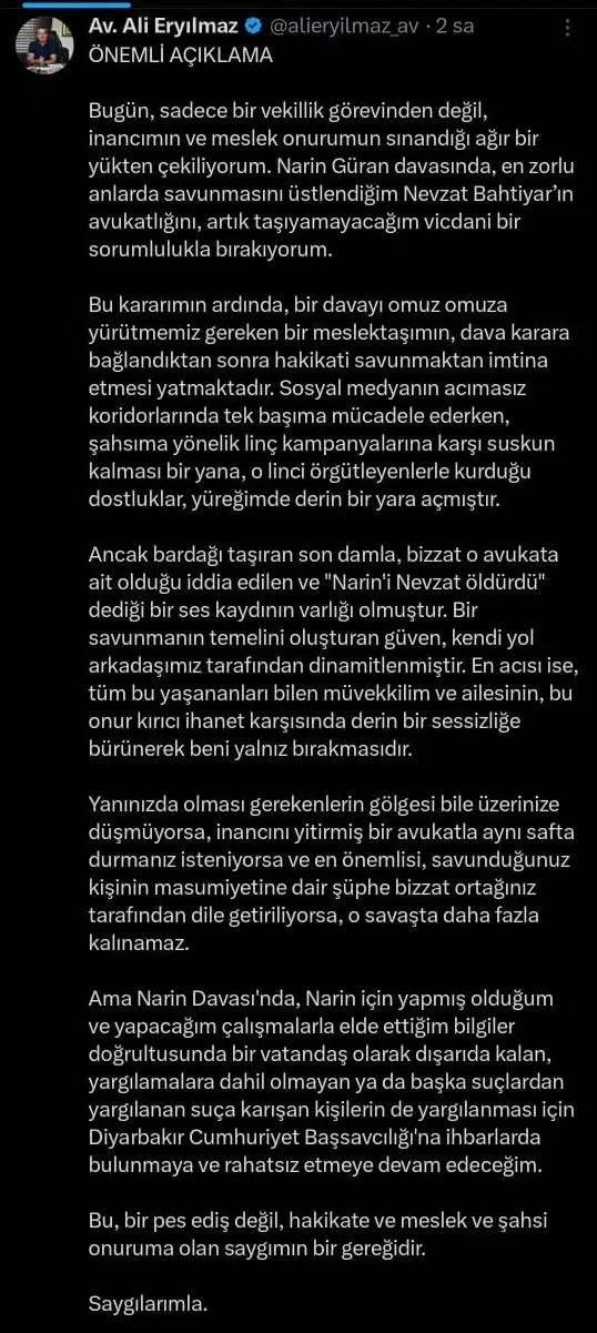 Narin Güran cinayetinde davasını etkileyecek yeni ses kaydı ortaya çıktı! Nevzat Bahtiyarın Avukatı davadan çekildi 4