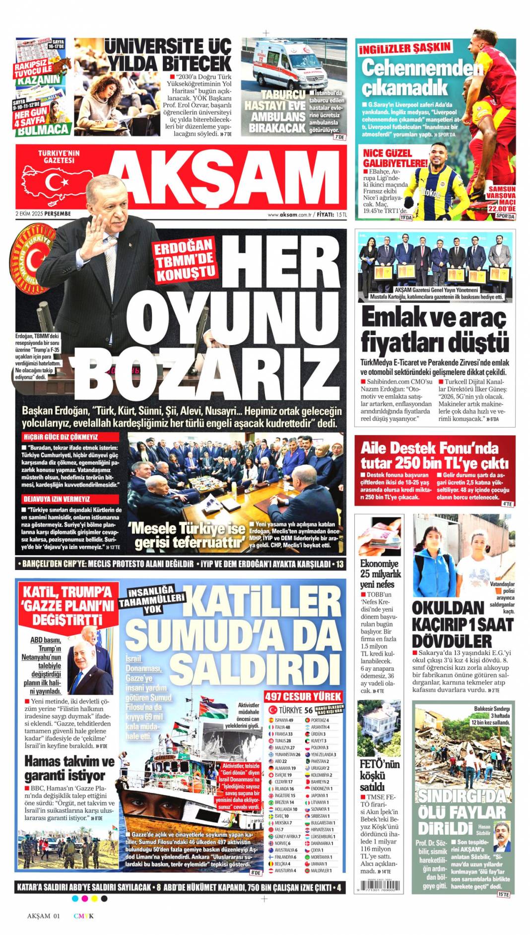 CHP'ye milli birlik dersi: 2 Ekim 2025 Perşembe güncel gazete manşetleri 7